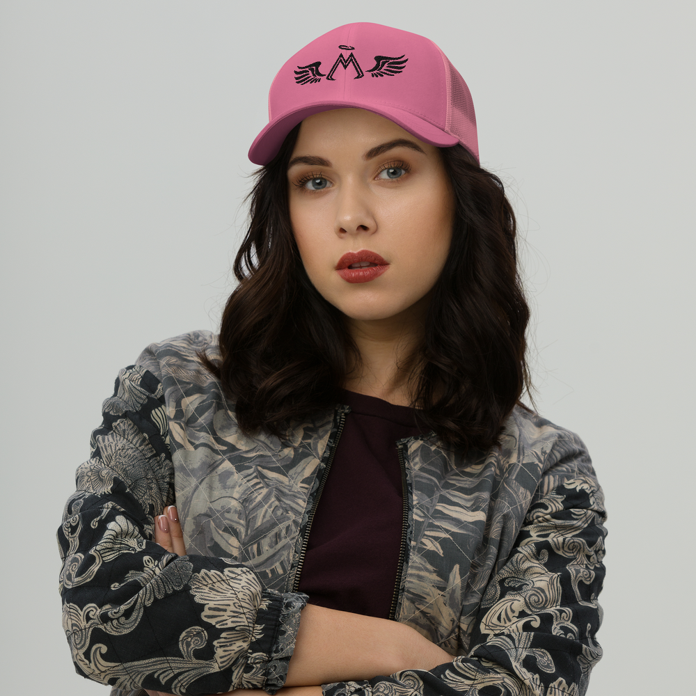 Pink Trucker Cap With Embroidered Black MM Iconic Logo