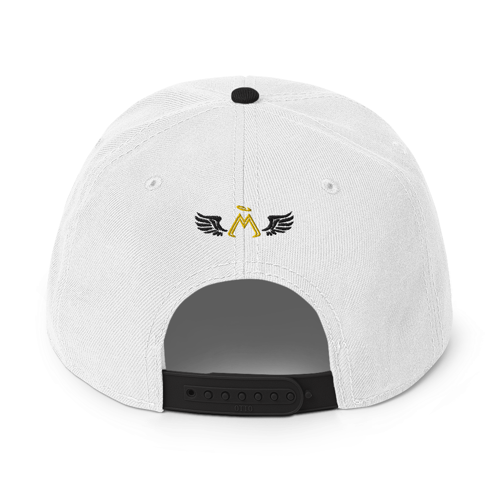 White-Black Snapback With Embroidered Gold-Black MM Iconic Logo