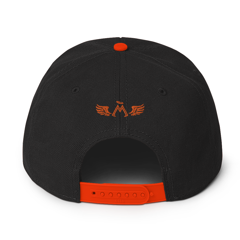 Black-Orange Snapback With Embroidered Orange MM Iconic Logo