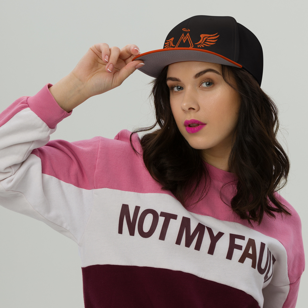 Black-Orange Snapback With Embroidered Orange MM Iconic Logo