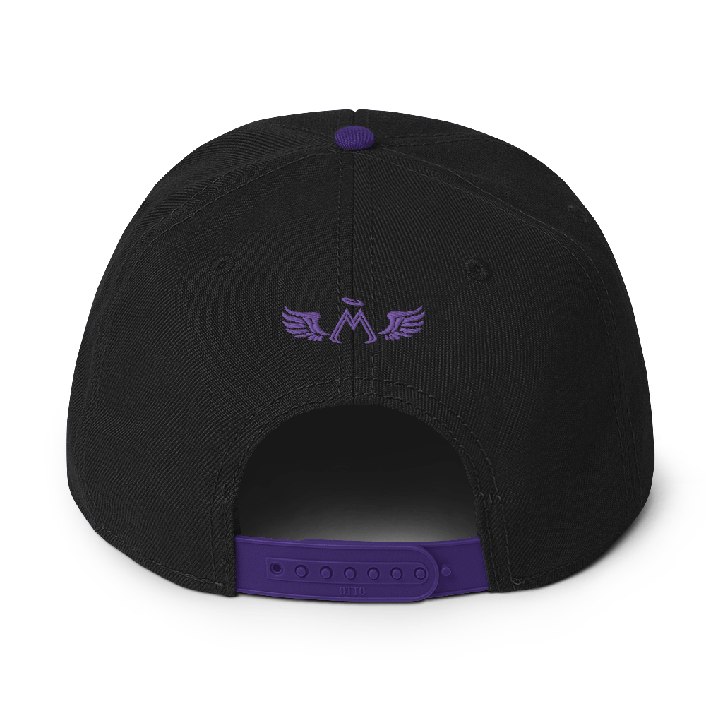 Black-Purple Snapback With Embroidered Purple MM Iconic Logo