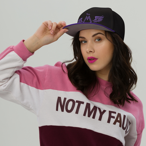 Black-Purple Snapback With Embroidered Purple MM Iconic Logo
