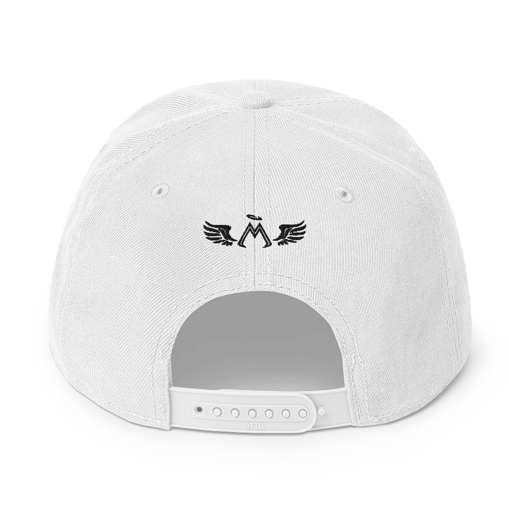White Snapback With Embroidered Black MM Iconic Logo