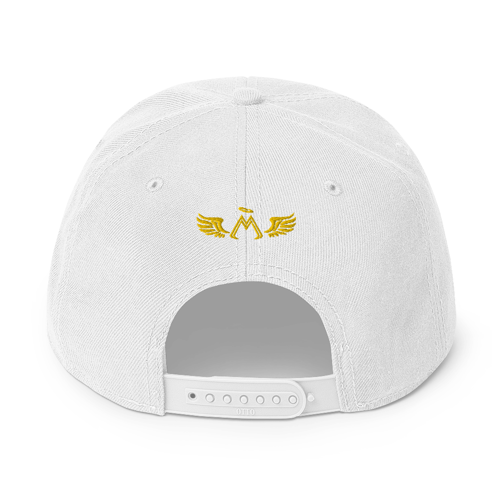 White Snapback With Embroidered Gold MM Iconic Logo