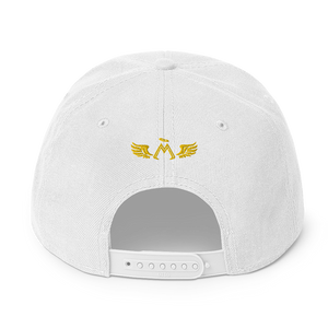 White Snapback With Embroidered Gold MM Iconic Logo