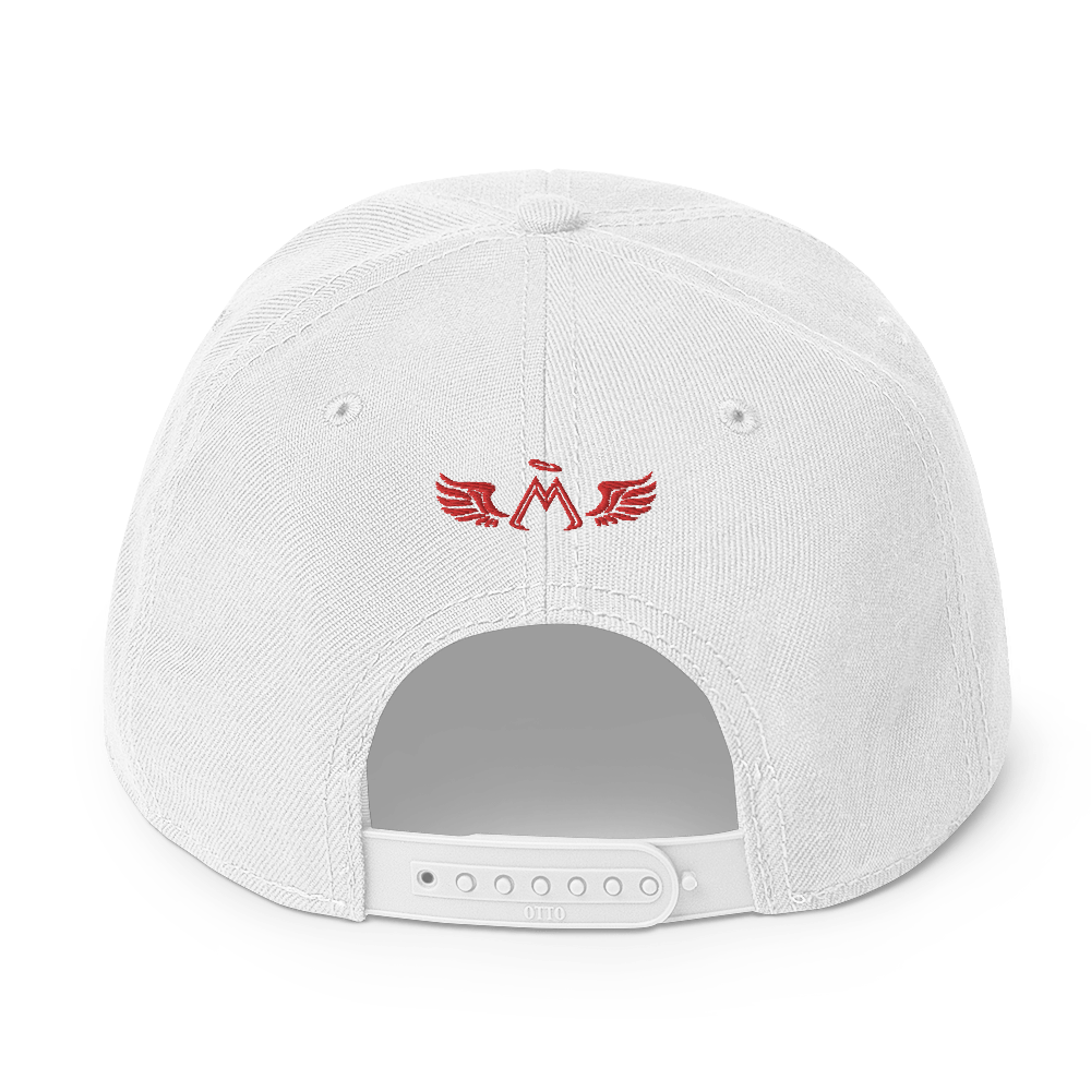 White Snapback With Embroidered Red MM Iconic Logo