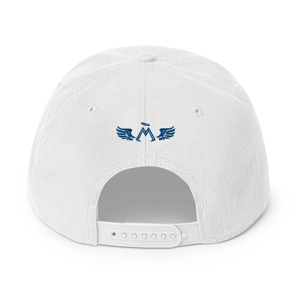 White Snapback With Embroidered Blue MM Iconic Logo