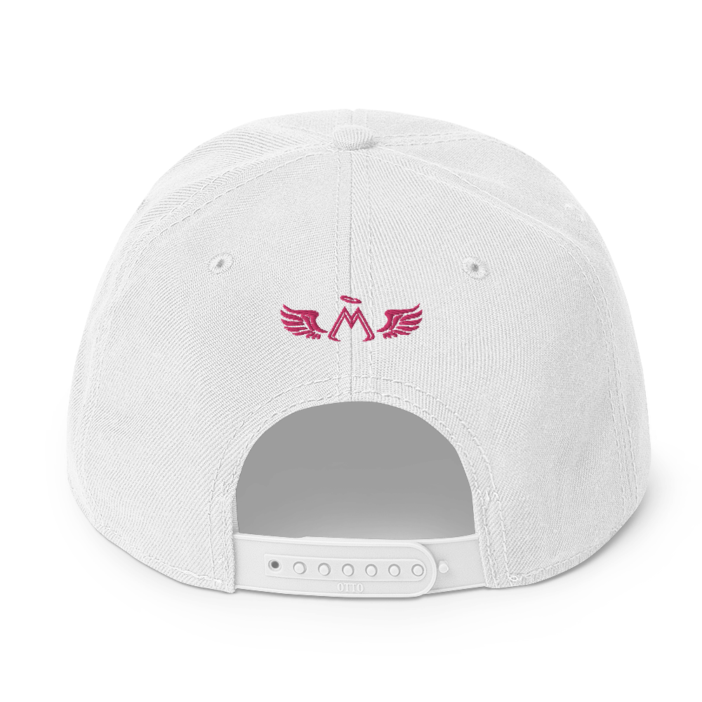 White Snapback With Embroidered Pink MM Iconic Logo