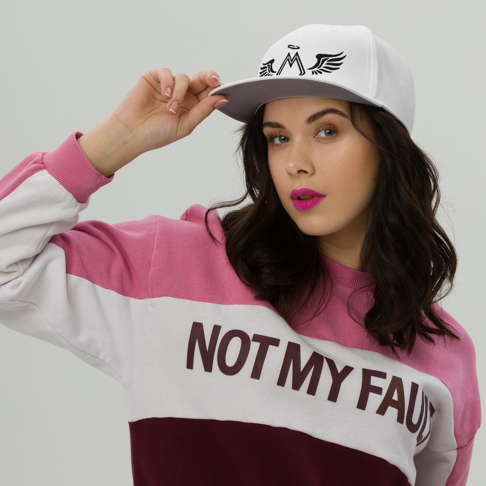White Snapback With Embroidered Black MM Iconic Logo