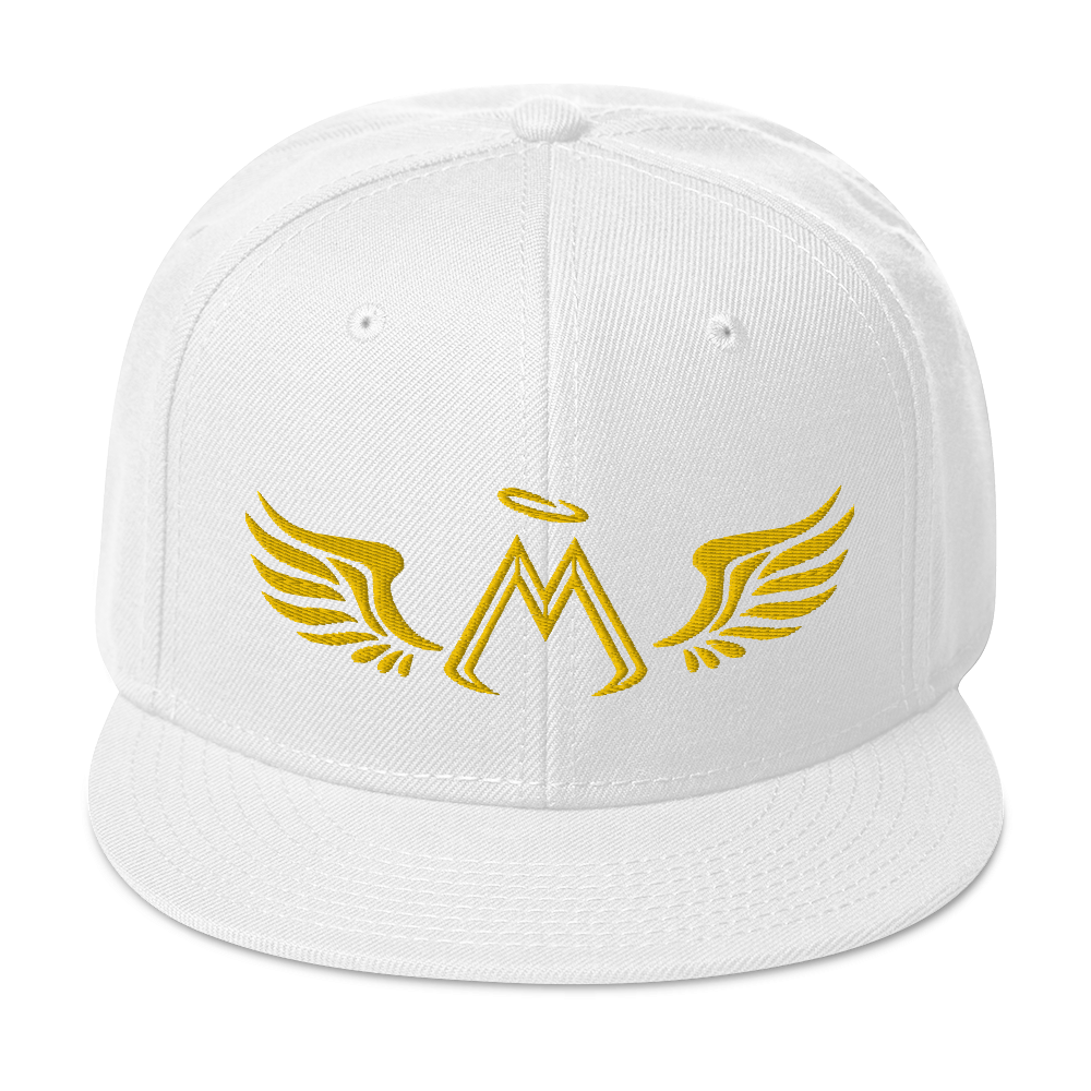 White Snapback With Embroidered Gold MM Iconic Logo