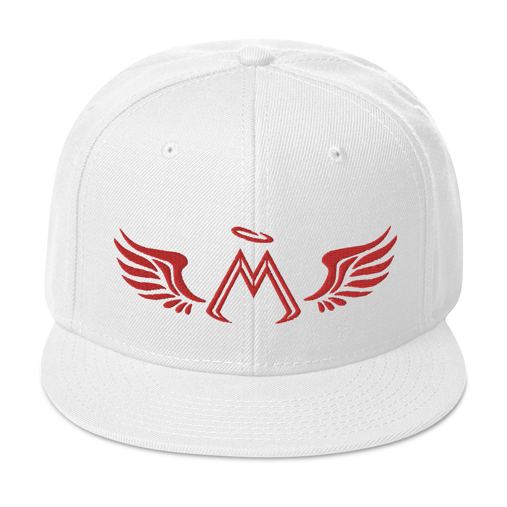 White Snapback With Embroidered Red MM Iconic Logo