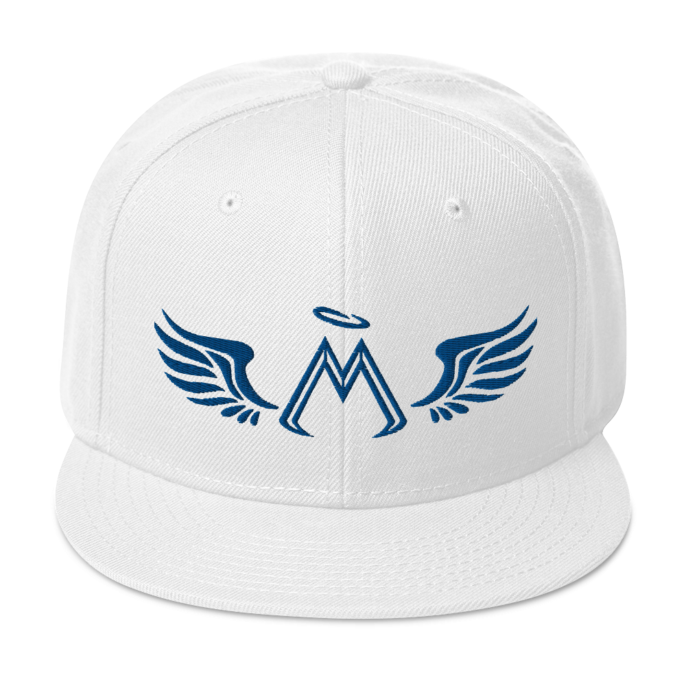 White Snapback With Embroidered Blue MM Iconic Logo