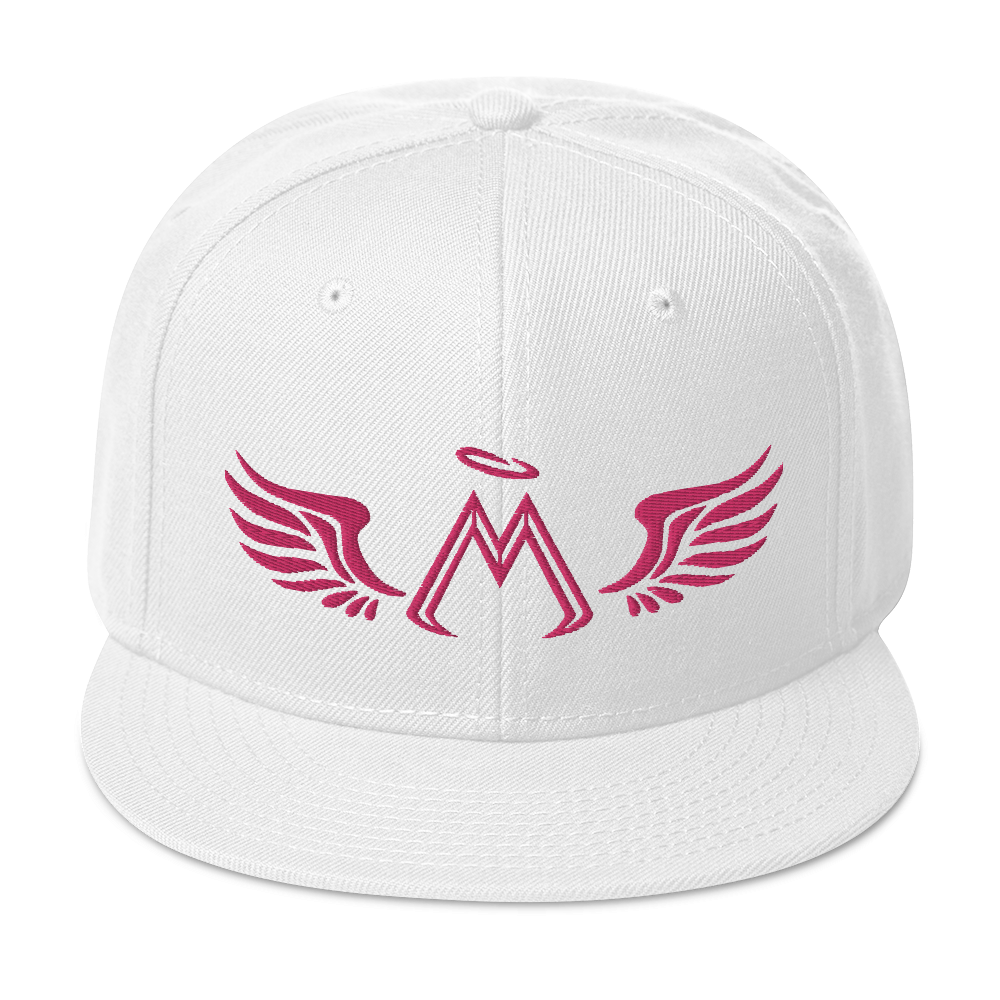 White Snapback With Embroidered Pink MM Iconic Logo