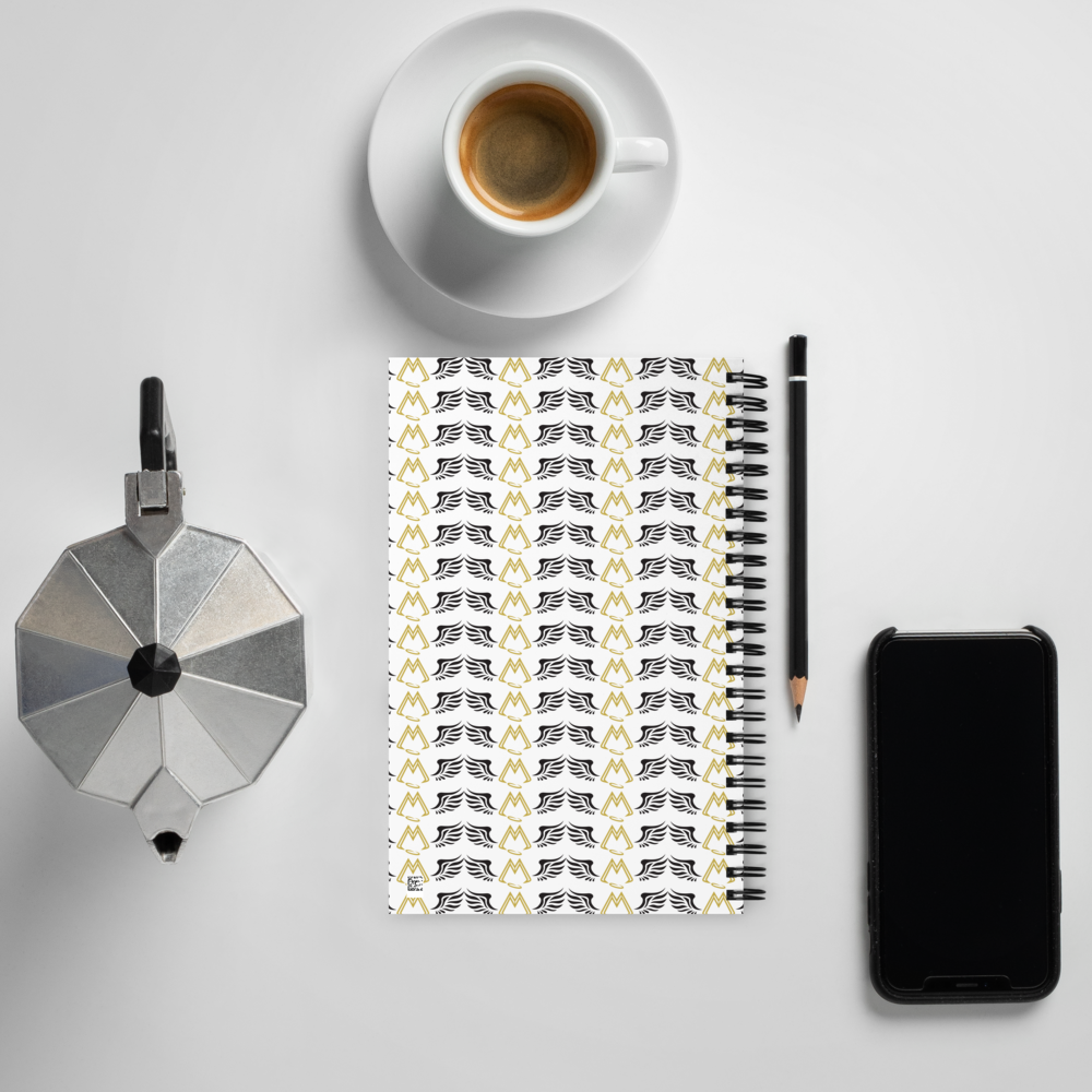White Spiral Notebook With Duplicated Gold-Black MM Iconic Logo