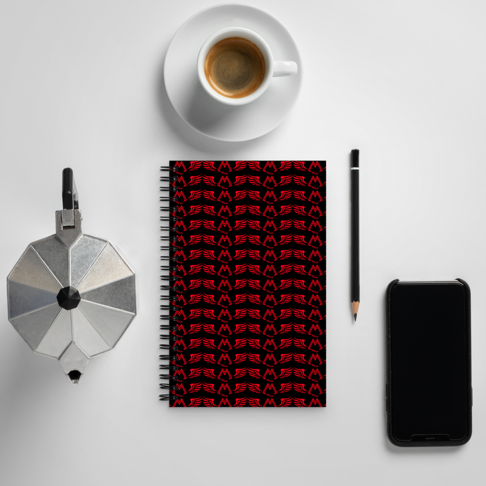 Black Spiral Notebook With Duplicated Red MM Iconic Logo