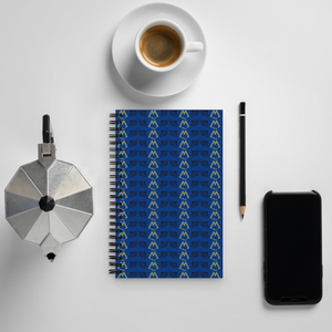 Blue Spiral Notebook With Duplicated Gold-Black MM Iconic Logo