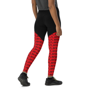 Red Sports Leggings With Duplicated Black MM Iconic Logo