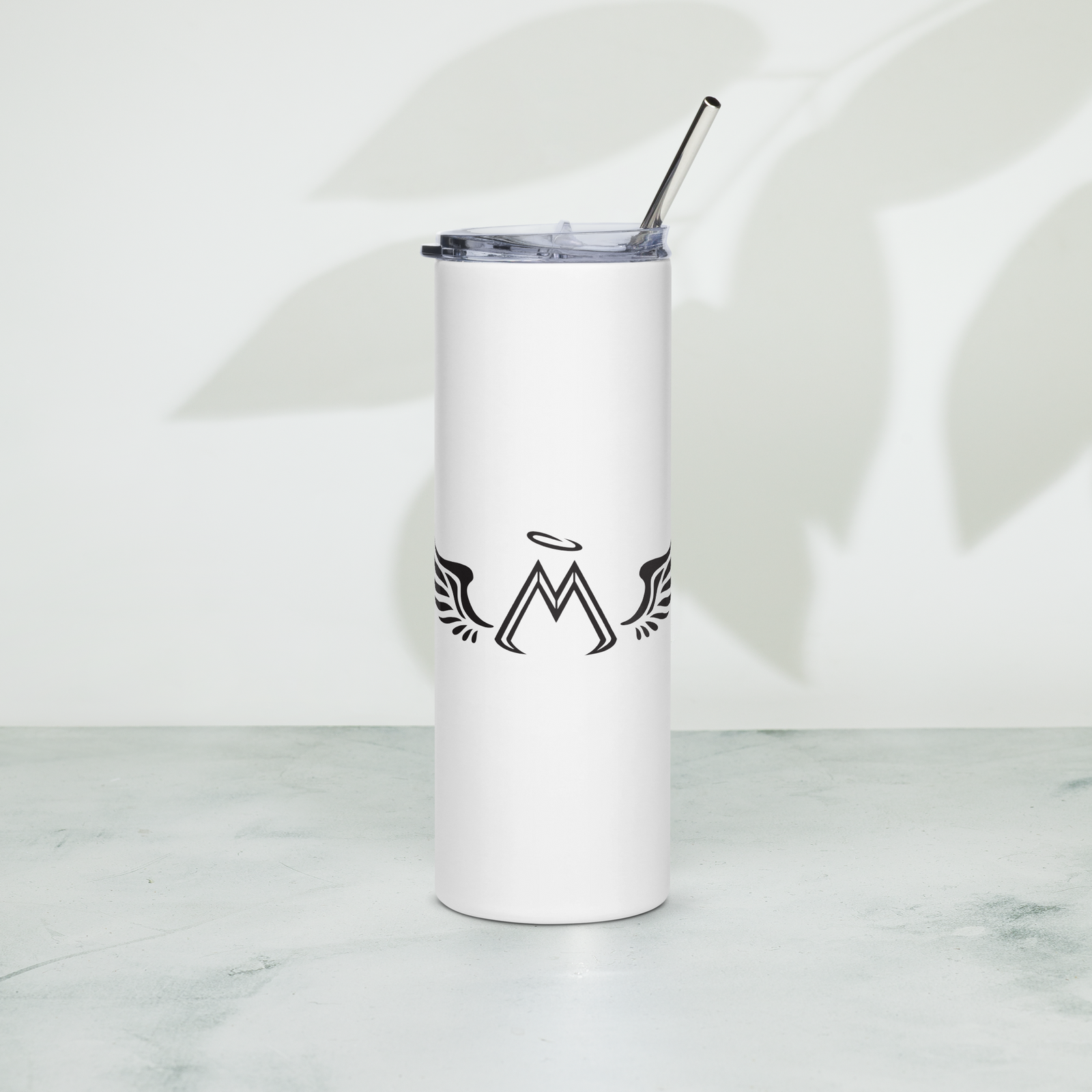 White Stainless Steel Tumbler With Black MM Iconic Logo