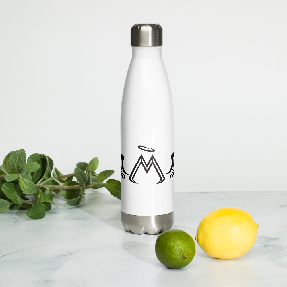 White High Grade Stainless Steel Water Bottle With Black MM Iconic Logo