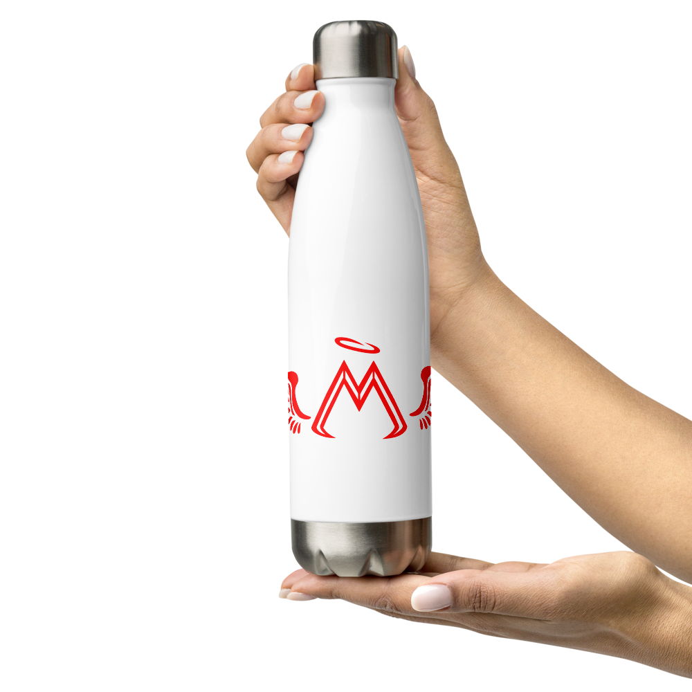 White High Grade Stainless Steel Water Bottle With Red MM Iconic Logo