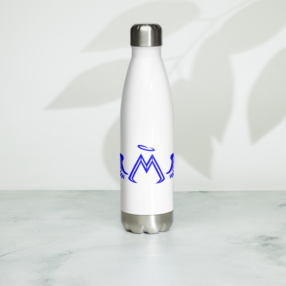 White High Grade Stainless Steel Water Bottle With Blue MM Iconic Logo