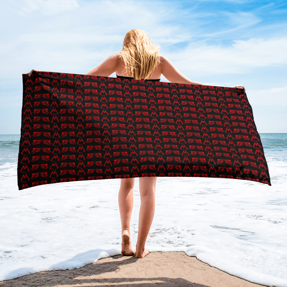 Black Towel With Duplicated Red MM Iconic Logo