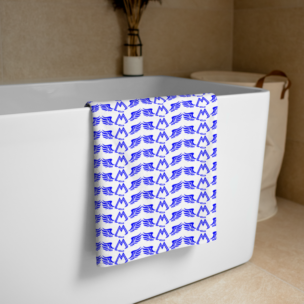 White Towel With Duplicated Blue MM Iconic Logo