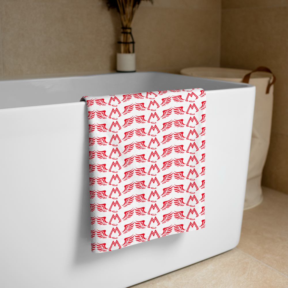 White Towel With Duplicated Red MM Iconic Logo
