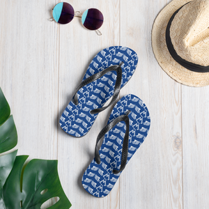 Blue Flip-Flops With Duplicated White MM Iconic Logo