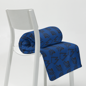 Blue Throw Blanket With Duplicated Black MM Iconic Logo