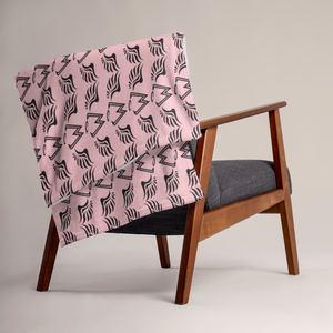 Pink Throw Blanket With Duplicated Black MM Iconic Logo