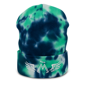 Tie Dye Ocean Beanie Hat With Embroidered White MM Iconic Logo