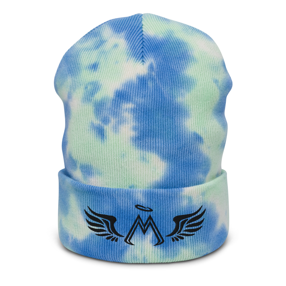 Tie Dye Sky Beanie Hat With Embroidered Black MM Iconic Logo