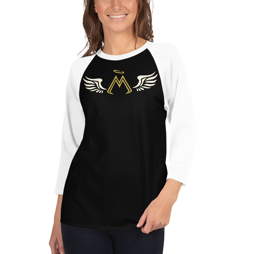 Black-White 3/4 Sleeve Shirt With Classic MM Iconic Logo
