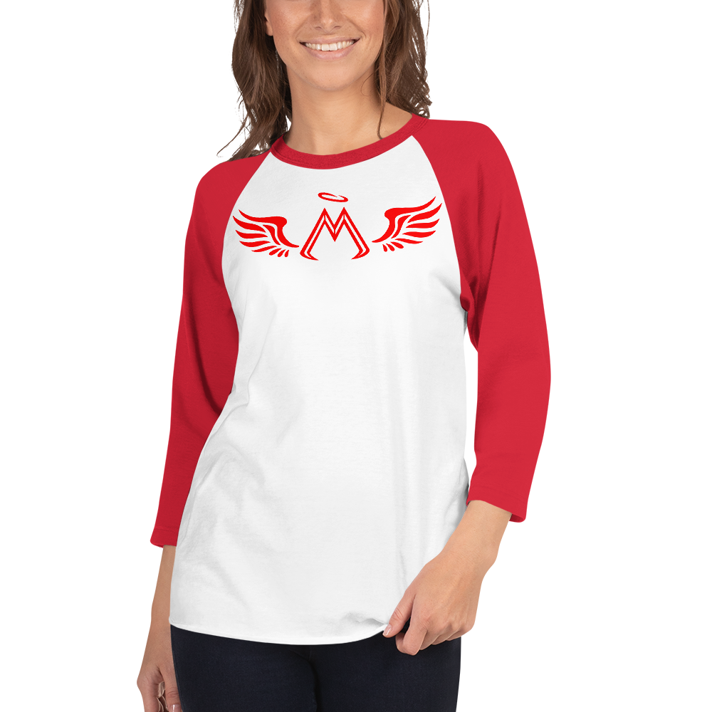 Red-White 3/4 Sleeve Shirt With Red MM Iconic Logo