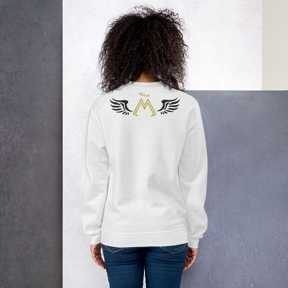 White Sweatshirt With Gold-Black MM Iconic Logo