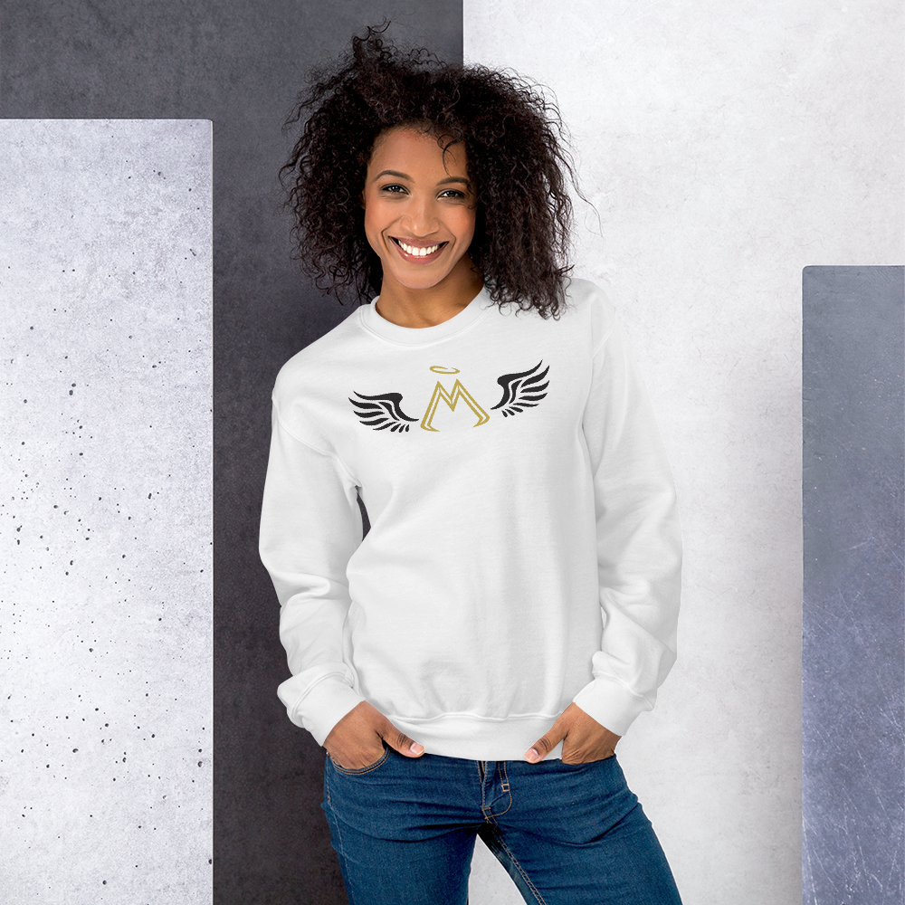 White Sweatshirt With Gold-Black MM Iconic Logo