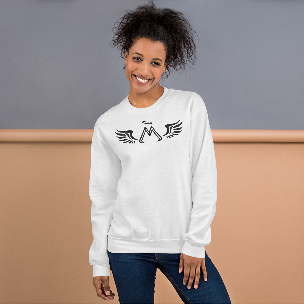 White Sweatshirt With Black MM Iconic Logo