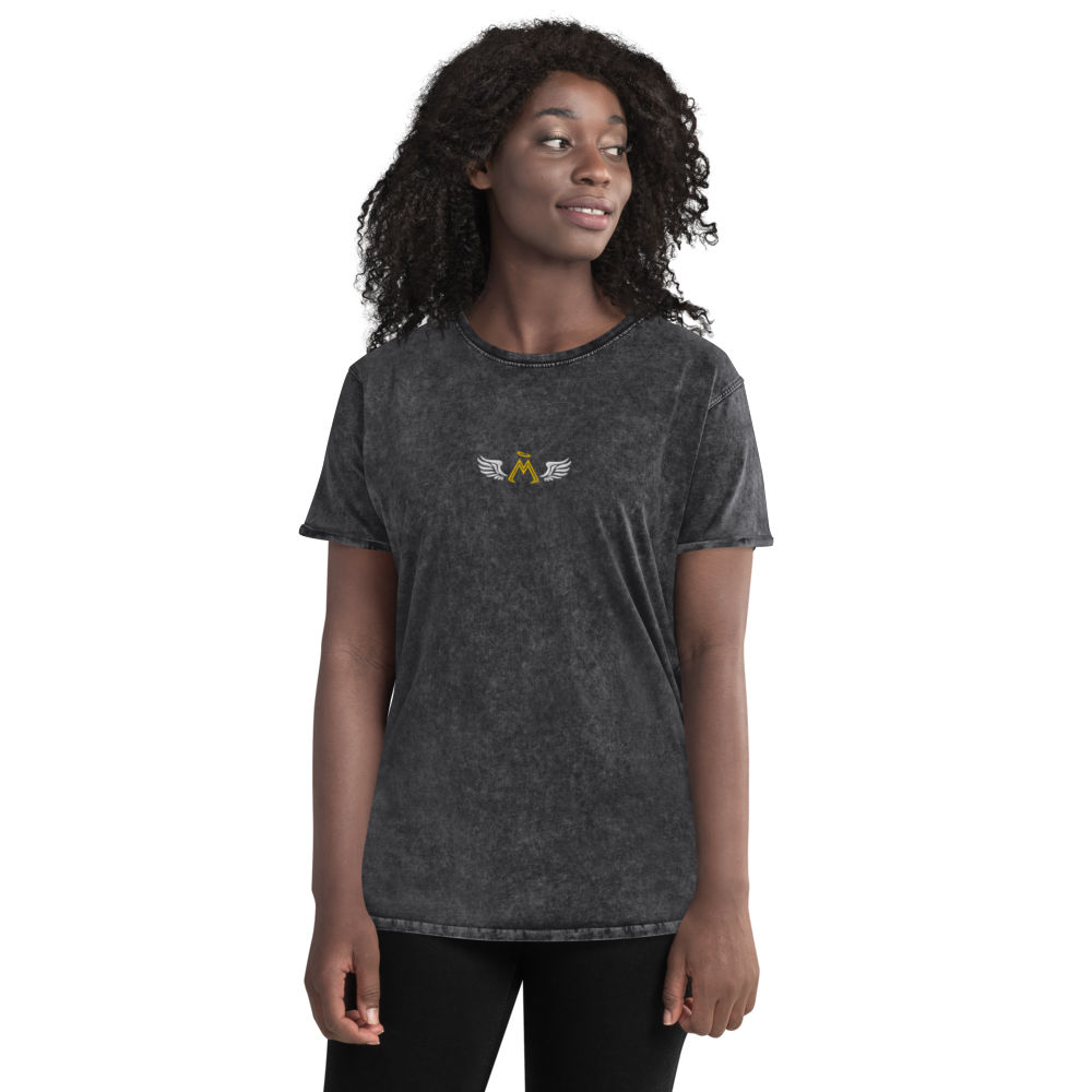 Black Denim T-Shirt With Embroidered Classic MM Iconic Logo