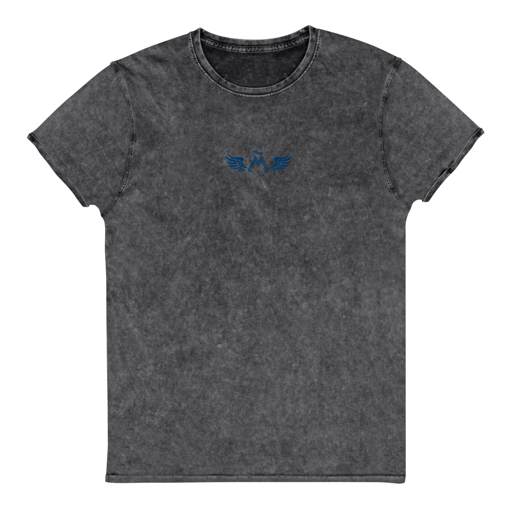 Black Denim T-Shirt With Embroidered Blue MM Iconic Logo