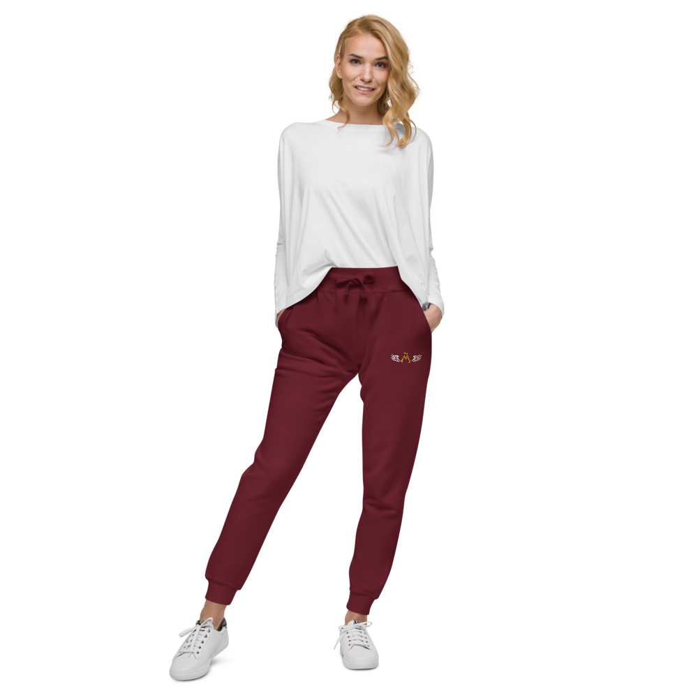 Maroon Fleece Sweatpants With Embroidered Classic MM Iconic Logo