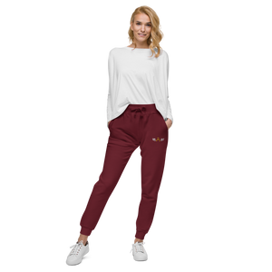Maroon Fleece Sweatpants With Embroidered Classic MM Iconic Logo