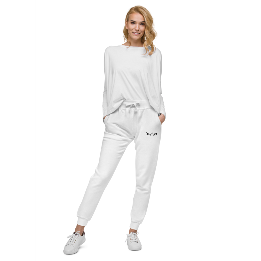 White Fleece Sweatpants With Embroidered Black MM Iconic Logo