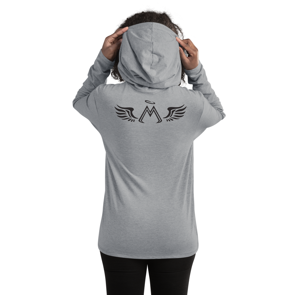 Heather Grey Lightweight Unisex Hoodie With Black MM Iconic Logo