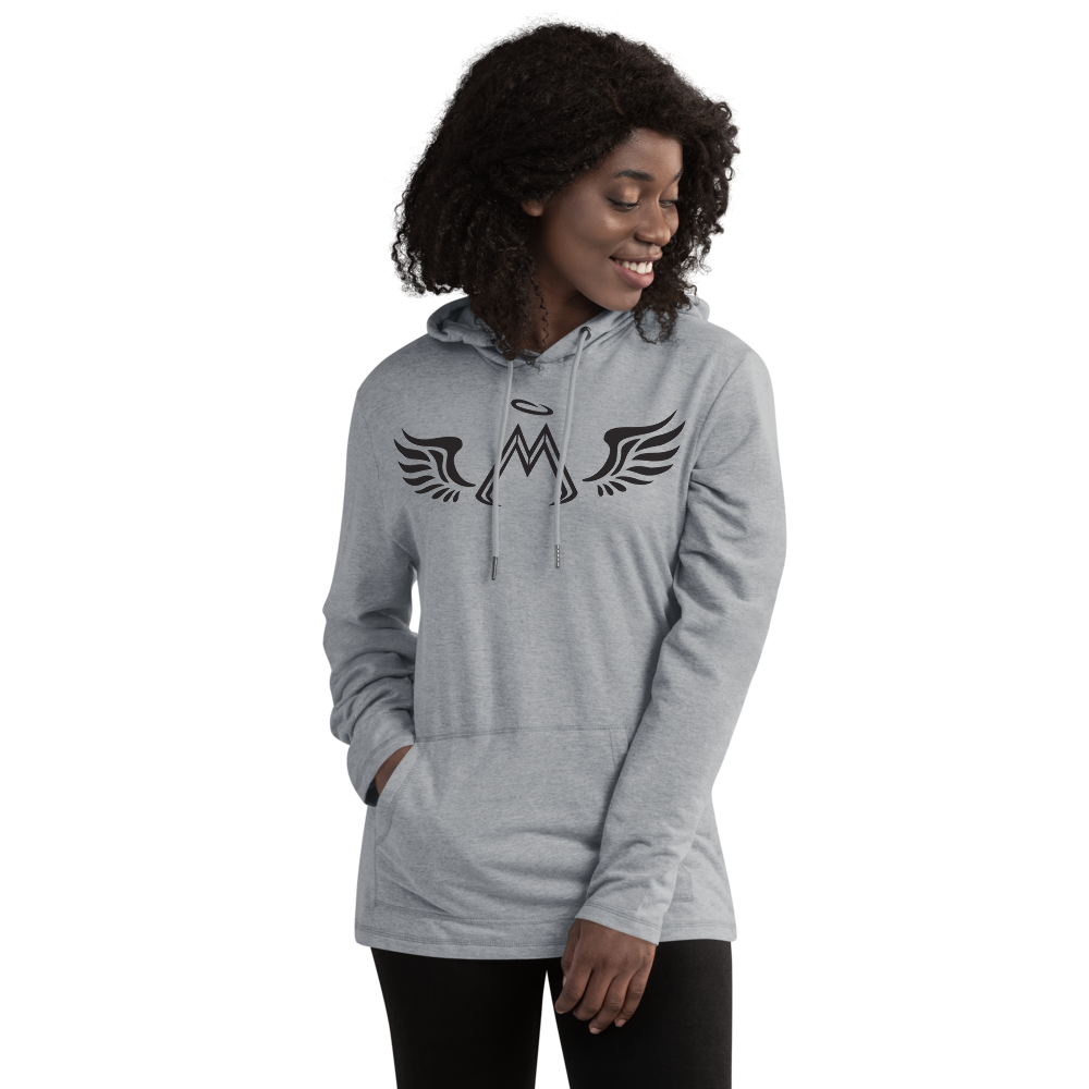 Heather Grey Lightweight Unisex Hoodie With Black MM Iconic Logo