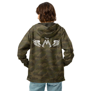 Forest Camo Unisex Lightweight Zip Up Windbreaker With White MM Iconic Logo