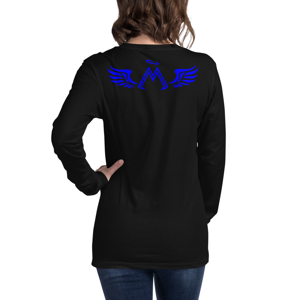Black Long Sleeve Tee With Blue MM Iconic Logo