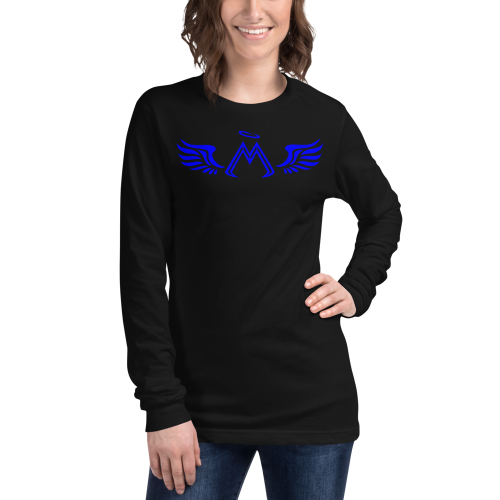 Black Long Sleeve Tee With Blue MM Iconic Logo