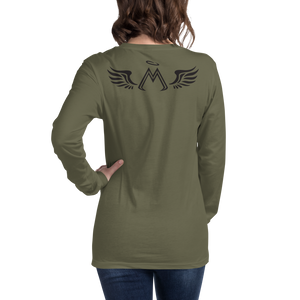 Military Green Long Sleeve Tee With Black MM Iconic Logo