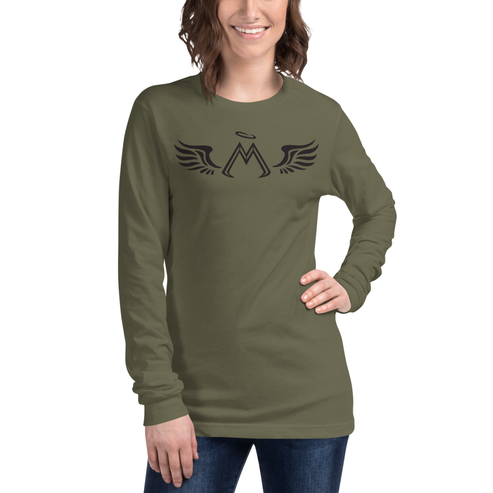 Military Green Long Sleeve Tee With Black MM Iconic Logo